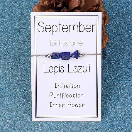 Natural Lapis Lazuli Nuggets Braided Bead Bracelet GR1793-9-1