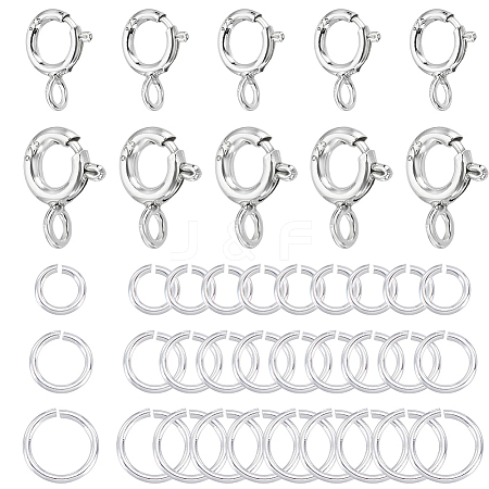 10Pcs 2 Styles 925 Sterling Silver Spring Ring Clasps STER-GA0001-21-1