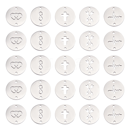 50Pcs 5 Style Manual Polishing 304 Stainless Steel connector Charms STAS-UN0035-89-1