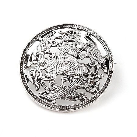 Tibetan Style Alloy Brooches JEWB-O016-03B-AS-1