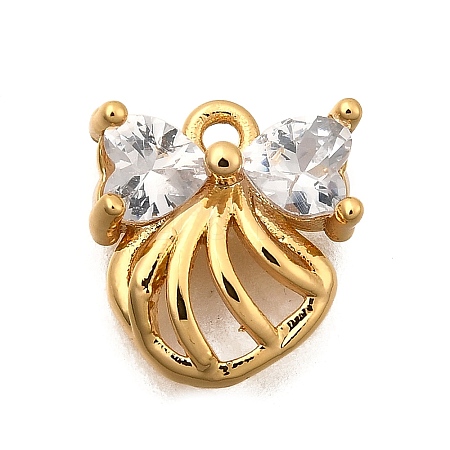 Brass Micro Pave Cubic Zirconia Charms KK-B152-17G-1