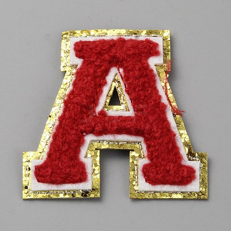 Letter A Computerized Towel Embroidery Cloth Self Adhesive Patches PATC-WH0007-37B-05-1