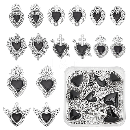 16Pcs 8 Styles Alloy Pendants ENAM-UN0001-10-1