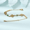 304 Stainless Steel Rhinestone Flower with Heart Link Chain Bracelets SA-CBAF6AD-16G-2