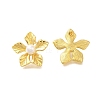 Rack Plating Flower Brass & ABS Imitation Pearl Stud Earrings EJEW-I310-21G-1