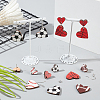 Sport Ball Theme Heart Wood Dangle Earrings DIY Making Kit DIY-SC0024-94-4