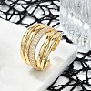 Brass Micro Pave Clear Cubic Zirconia Open Cuff Rings for Women RJEW-M026-02G-02-1