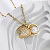 304 Stainless Steel Clear Cubic Zirconia Pendant Necklaces for Women NJEW-F334-01G-02-4