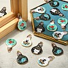 40Pcs 4 Colors Japanese Style Print Alloy Enamel Pendants ENAM-CJ0002-53-4