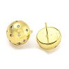 Rack Plating Half Round Brass Pave Clear Cubic Zirconia Stud Earrings for Women EJEW-G410-58G-1