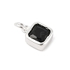 925 Sterling Silver Pave Cubic Zirconia Square Charms with Jump Rings and 925 Stamp STER-D288-05S-05-2