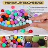 80Pcs 4 Style Round Silicone Focal Beads SIL-SZ0001-22C-3