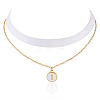 Alloy Enamel Letter Pendant Single Face White Velvet Ribbon & Brass Chain Double Layered Choker Necklaces NJEW-TAC0035-2
