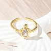 Clear Cubic Zirconia Open Cuff Rings RJEW-A061-03G-1