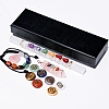 Chakra Gemstone Flat Round Massage Stone & Bracelet & Wire Wrapped Pendant Sets PW-WG28793-01-3