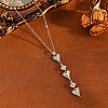 Brass Pave Clear Cubic Zirconia Heart Tassel Long Pendant 304 Stainless Steel Cable Chain Necklaces for Women WGA7C59-08-1