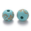 Painted Natural Wood Beads WOOD-N006-03A-01-2