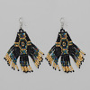 Handmade Chinese Style Glass Seed Beads Hexagon Pattern Tassel Dangle Earrings MW1282-3-1