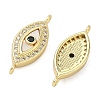 Brass Micro Pave Clear and Black Cubic Zirconia Eye Connector Charms KK-A282-16G-2