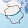 Natural Rose Quartz Chip Beaded Necklace NJEW-JN04616-13-2