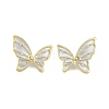 Butterfly Brass Enamel Stud Earrings for Women EJEW-Q391-30G-2