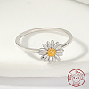 Rhodium Plated 925 Sterling Silver Daisy Flower Finger Ring for Women KN3229-2-2