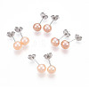 Pearl Ball Stud Earrings EJEW-Q701-01A-01-2
