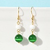 Electroplated 304 Stainless Steel Cat Eye Dangle Earrings EJEW-Z129-14G-03-1