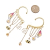 Brass Bees & Glass Teardrop Tassel Earrings EJEW-TA00538-3