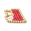 Beaded Heart Charms PALLOY-MZ01147-01-3