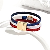 USA Flag Style Red Blue White Imitation Leather Cord Bracelets PW-WGC6737-01-4