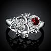 Romantic Flower Silver Plated Brass Cubic Zirconia Finger Rings For Party RJEW-BB05211-7C-2