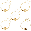5Pcs Adjustable Braided Brass Macrame Pouch Cable Chain Slider Bracelet Making BJEW-BBC0001-17B-1