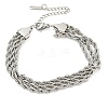 Non-Tarnish 304 Stainless Steel 3-Strand Rope Chain Bracelets for Women BJEW-G707-02P-1