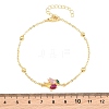 Brass Pave Colorful Cubic Zirconia Flower Link Bracelets for Women KK-CBA68DA-04G-5