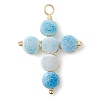 Natural Weathered Agate Dyed Cross Pendants PALLOY-JF03184-3