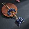 Wire Wrapped Chips Natural Lapis Lazuli Big Pendant Decorations HJEW-SZ0001-27G-3