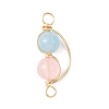 3Pcs 3 Styles Copper Wire Wrapped Natural Rose Quartz & Quartz & Lapis Lazuli & Amethyst Round Beded Links Connector Charms PALLOY-JF04678-2