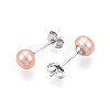 Pearl Ball Stud Earrings EJEW-Q701-01A-01-1