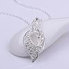 Silver Color Plated Brass Cubic Zirconia Leaf Pendant Necklaces NJEW-BB08352-P-2