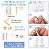 40Pcs 2 Colors 201 Stainless Steel Oval Stud Earring Findings STAS-SC0005-34-2