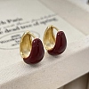 Brass Enamel Hoop Earrings EJEW-B120-07G-02-1