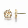 Brass Micro Pave Clear Cubic Zirconia Stud Earring Findings KK-T062-53G-NF-3