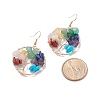 Natural & Synthetic Mixed Gemstone Chips Braided Ring with Tree of Life Dangle Earrings EJEW-JE04881-02-4