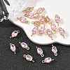 SHEGRACE Brass Pave Cubic Zirconia Oval Connector Charms XGRQ2O174-437B-G-4