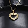 Hollow Heart 304 Stainless Steel Pendant Necklaces NJEW-M096-13G-4