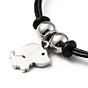304 Stainless Steel Dog Charm Bracelet with Waxed Cord for Women BJEW-A125-25-2