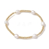 Oval Natural Cultured Freshwater Pearl & Glass seed Beaded Stretch Bracelets for Women BJEW-JB10536-1