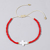 Glass Seed Beads & Brass Braided Beaded Bracelets TV0952-9-1