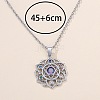 Chakra Lotus Flower Brass Pave Colorful Cubic Zirconia Pendant Necklaces for Women FS-WG17A97-01-4
